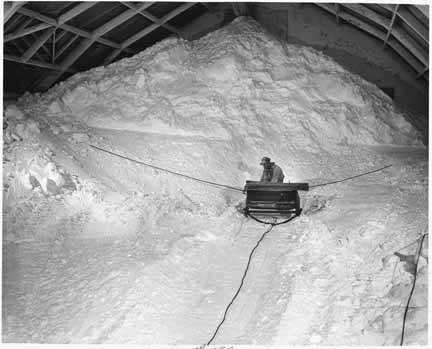 New Mexico has been synonymous with potash for a century. This photograph was taken in a storage warehouse near Carlsbad in 1938. 