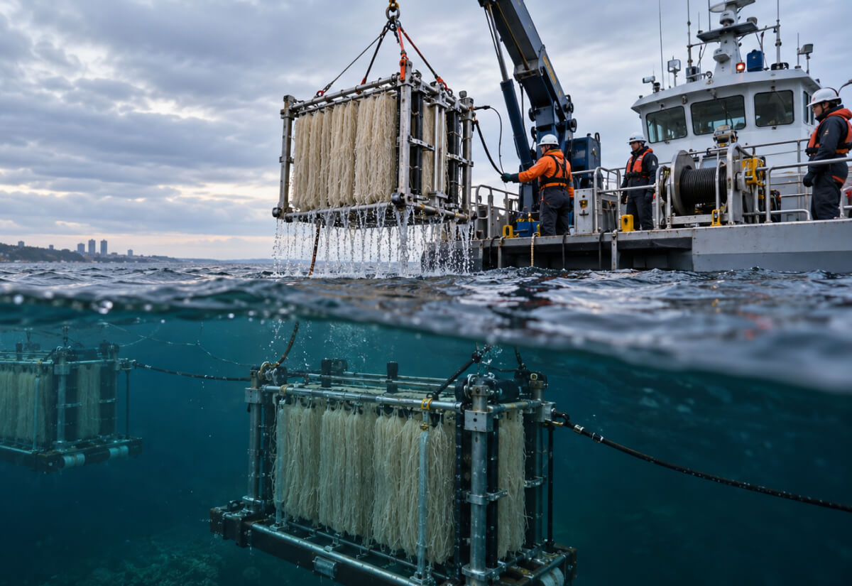 Offshore uranium recovery system for extracting uranium from seawater