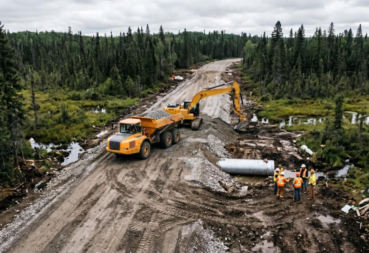 Road construction in Ontario's Ring of Fire mining region to improve access to critical mineral deposits